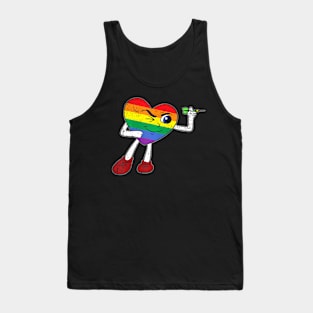 Lgbt Q Sport Gay Pride Flag Rainbow Heart Dart Men Women Tank Top